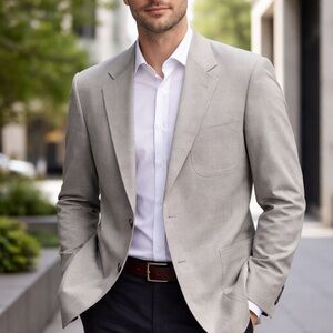 Men's vintage Light Gray ultrasuede Casual Blazer